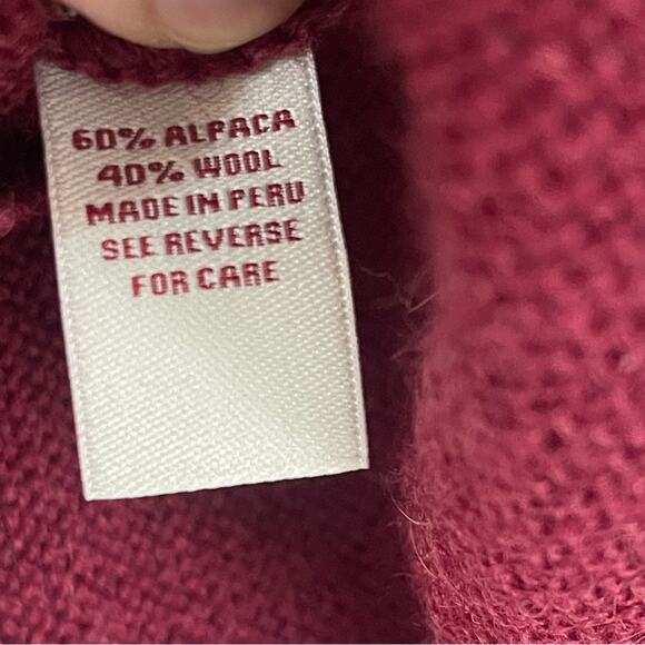 Beyond Threads Chopper Alpaca Moto Zip Cardigan Sweater Burgundy size M - Picture 11 of 11